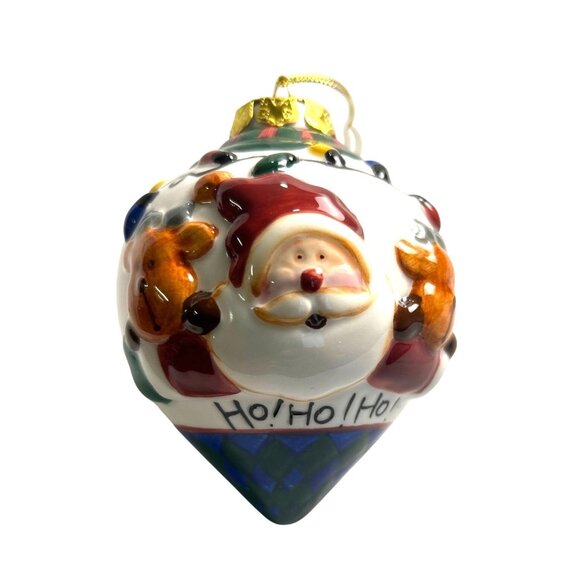 Hand-Painted Ceramic Santa Christmas Ornament Lights String Decor 5” Collectible - Picture 2 of 8